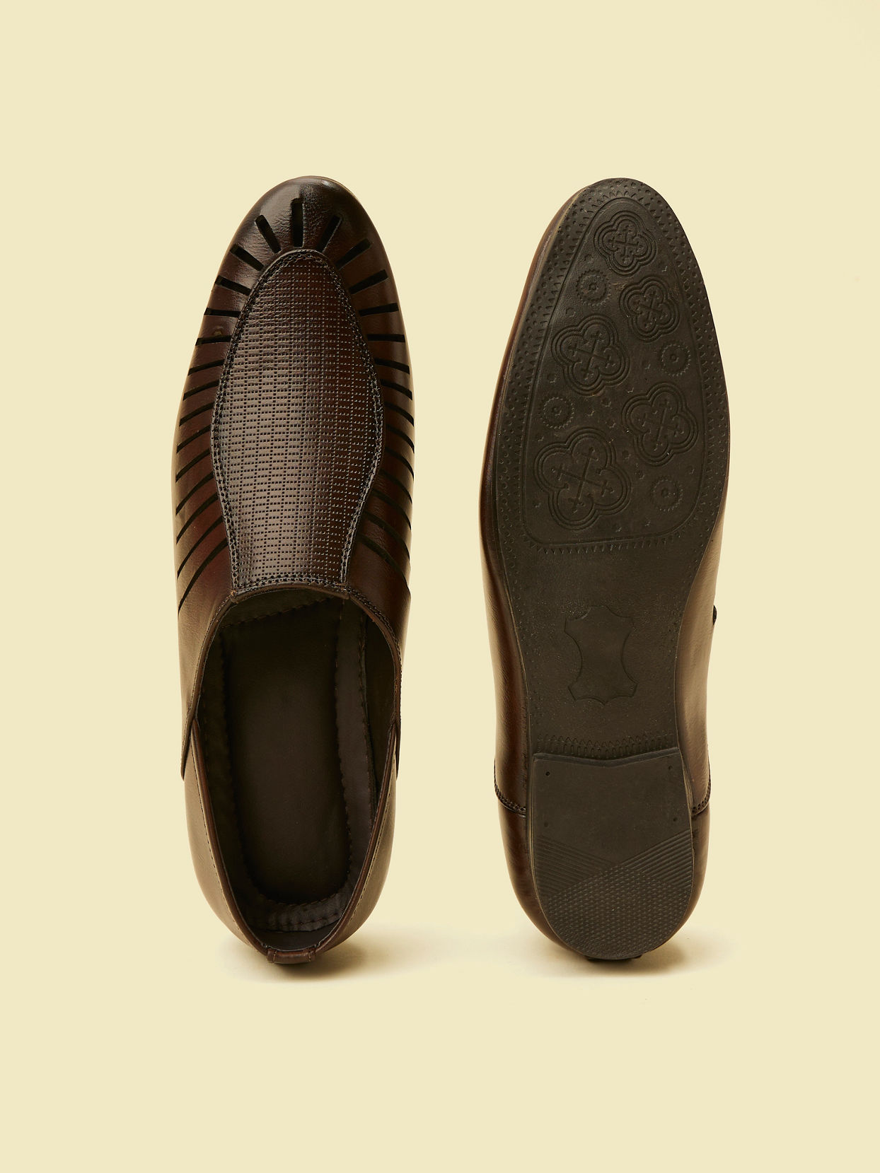 alt message - Manyavar Men Dark Brown Loafers Style Shoes image number 4