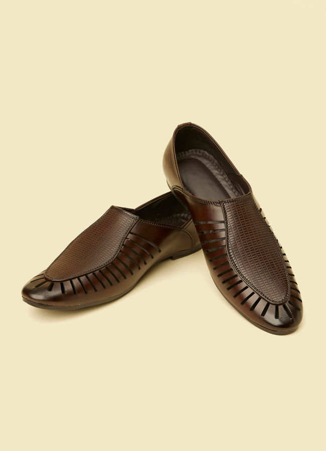 alt message - Manyavar Men Dark Brown Loafers Style Shoes image number 0