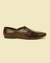 alt message - Manyavar Men Dark Brown Loafers Style Shoes image number 3