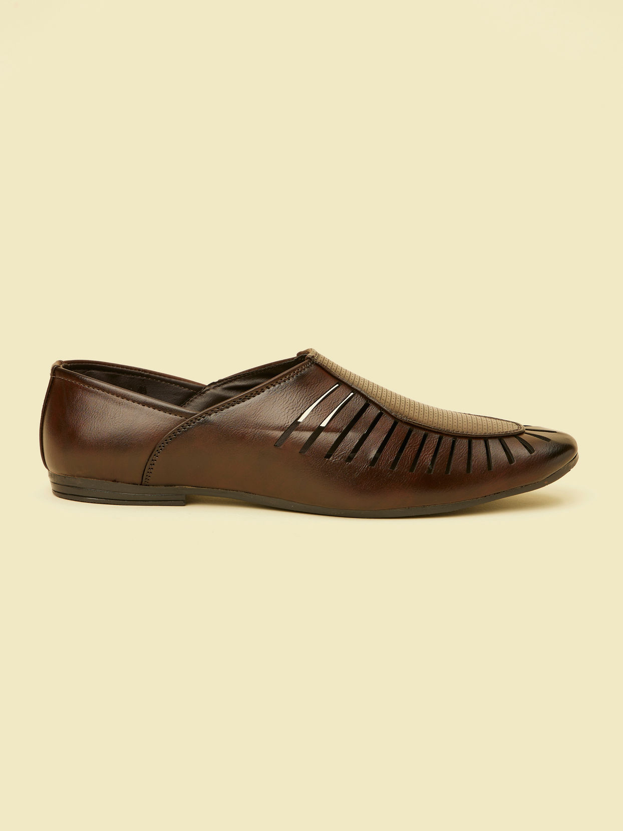 alt message - Manyavar Men Dark Brown Loafers Style Shoes image number 3