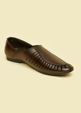 alt message - Manyavar Men Dark Brown Loafers Style Shoes image number 2