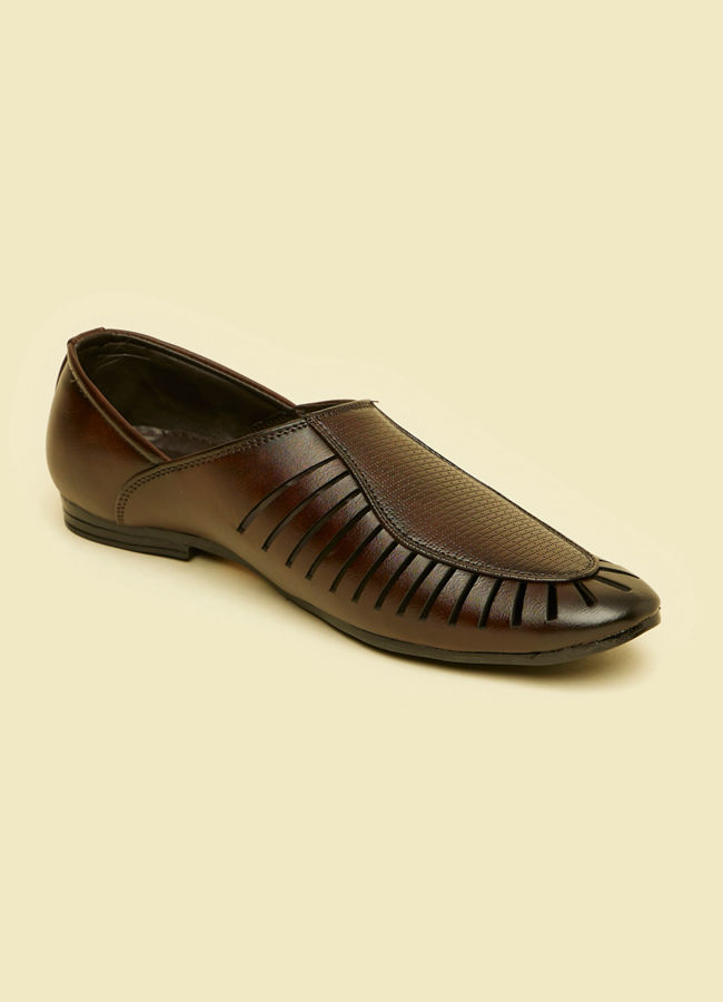 alt message - Manyavar Men Dark Brown Loafers Style Shoes image number 2