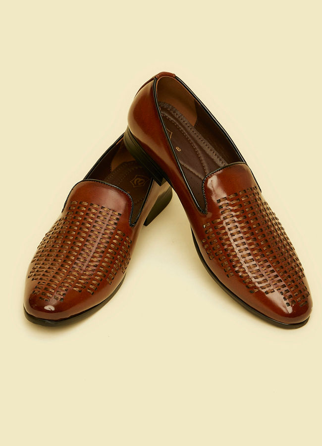 Manyavar Men Brown Faux Leather Shoe