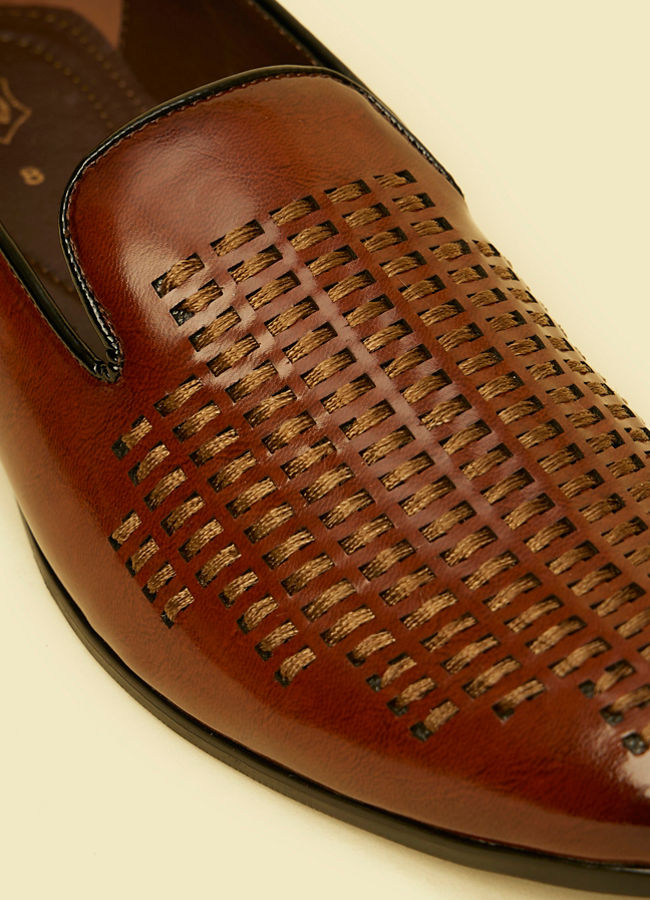 Manyavar Men Brown Faux Leather Shoe