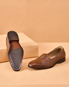 Manyavar Men Brown Faux Leather Shoe with Embellishment