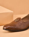 Manyavar Men Brown Faux Leather Shoe with Embellishment