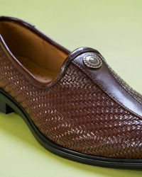 Manyavar Men Exquisite Brown Faux Leather Shoe