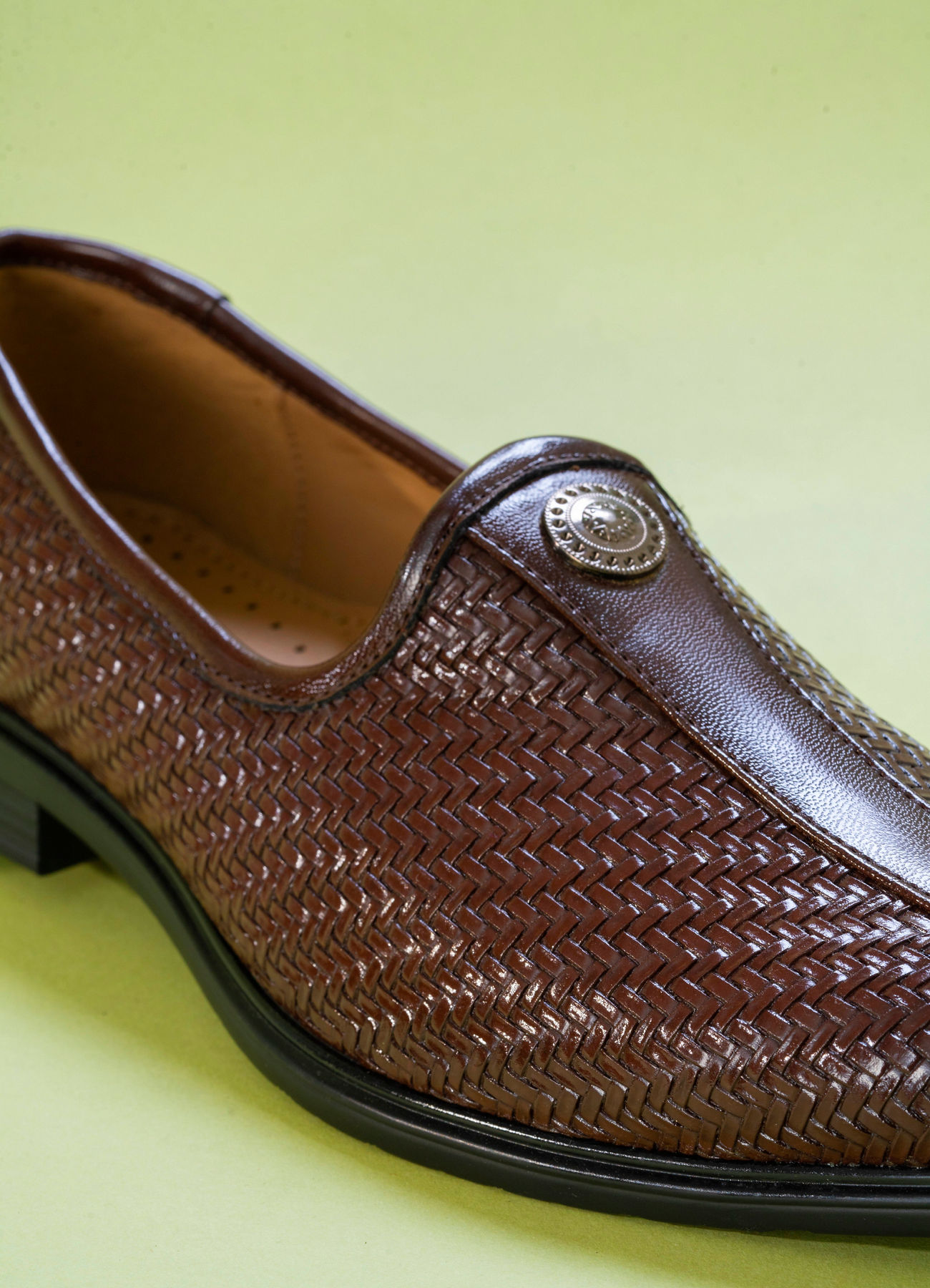 Manyavar Men Exquisite Brown Faux Leather Shoe