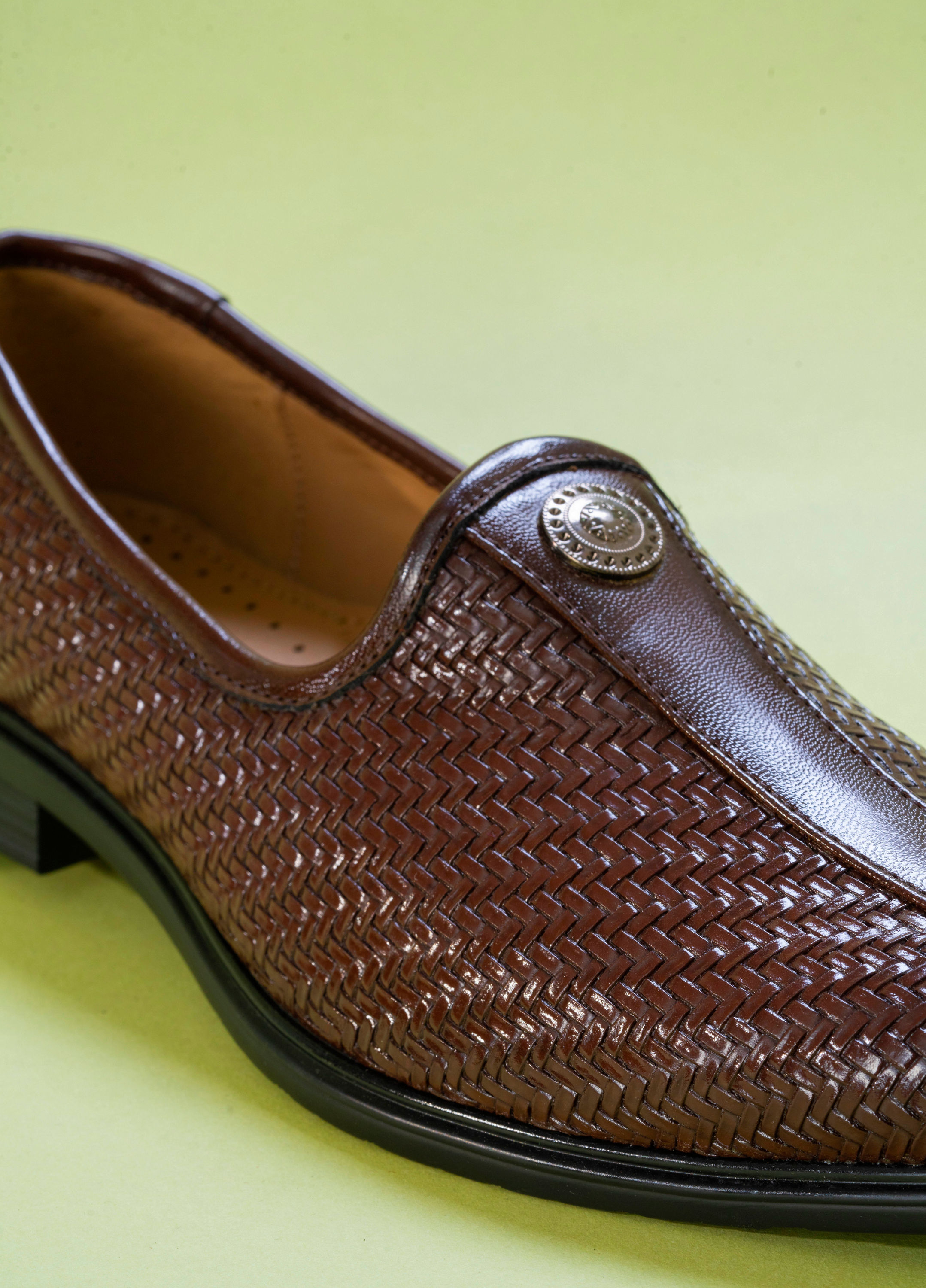 Manyavar Men Exquisite Brown Faux Leather Shoe