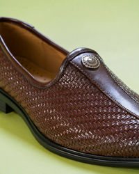 Manyavar Men Exquisite Brown Faux Leather Shoe