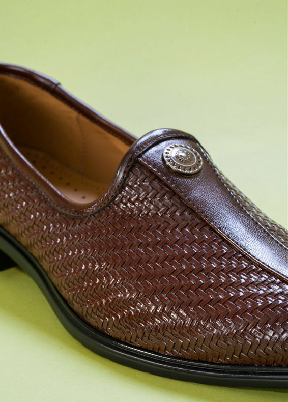 Manyavar Men Exquisite Brown Faux Leather Shoe