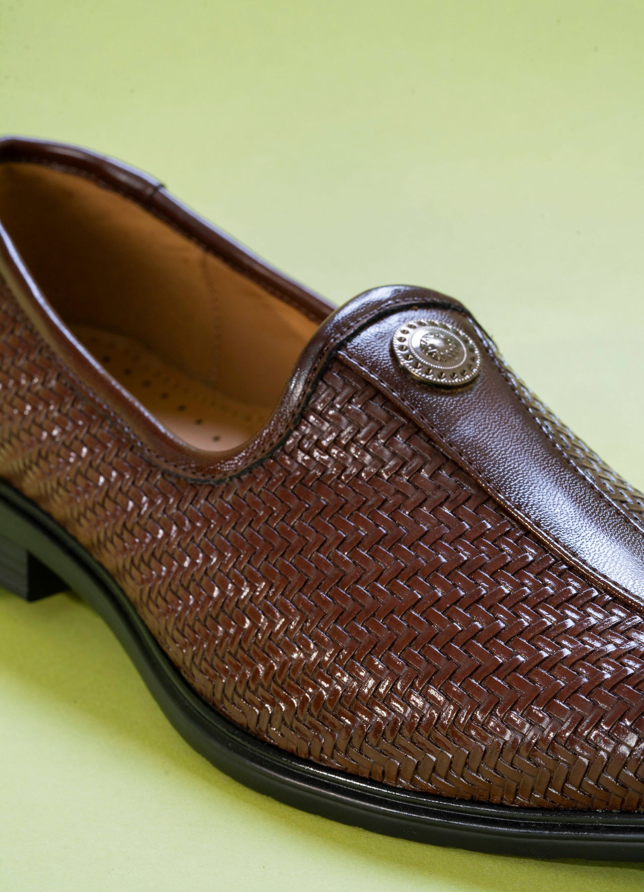 Manyavar Men Exquisite Brown Faux Leather Shoe