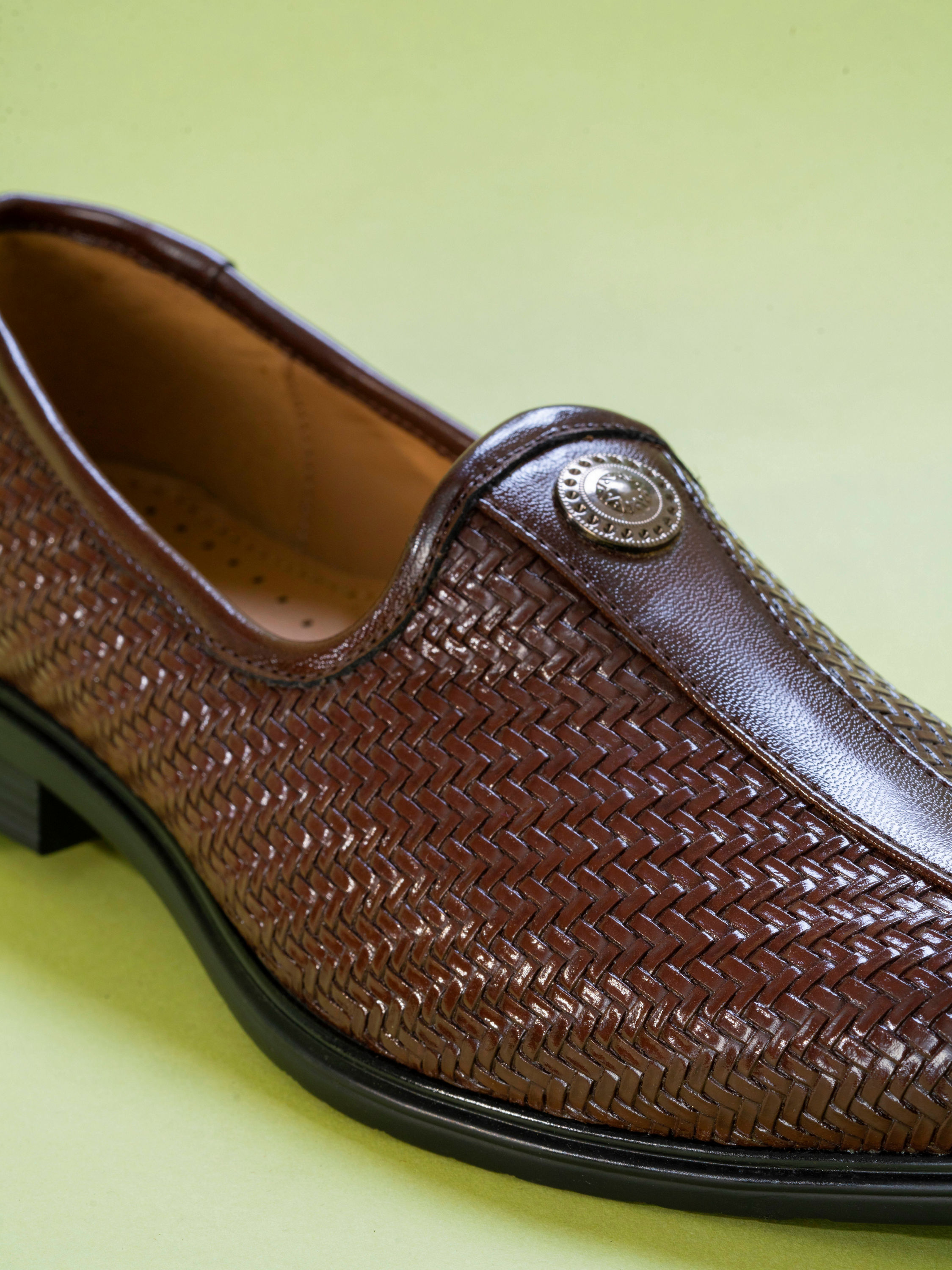 Manyavar Men Exquisite Brown Faux Leather Shoe