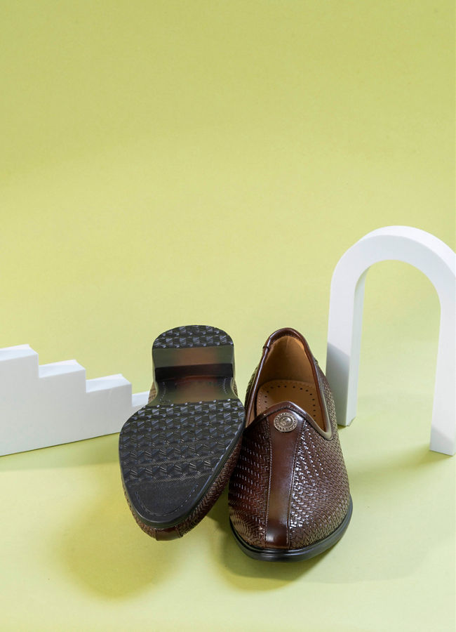 Manyavar Men Exquisite Brown Faux Leather Shoe