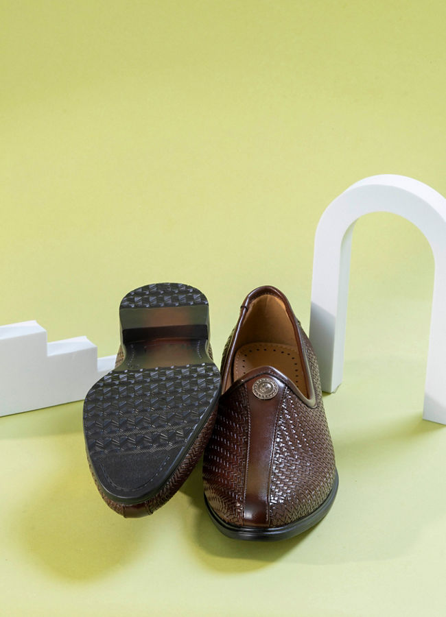 Manyavar Men Exquisite Brown Faux Leather Shoe