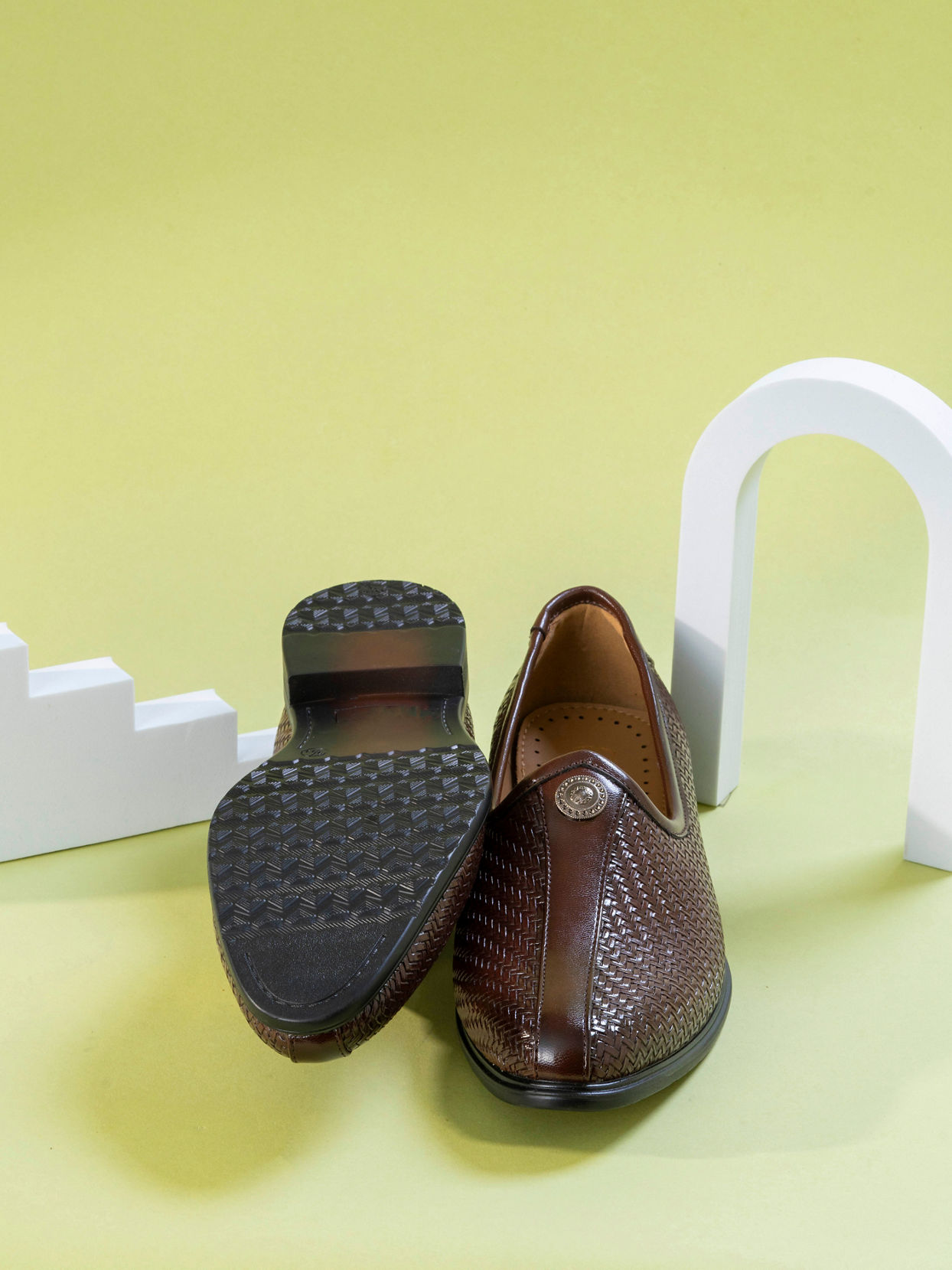 Manyavar Men Exquisite Brown Faux Leather Shoe