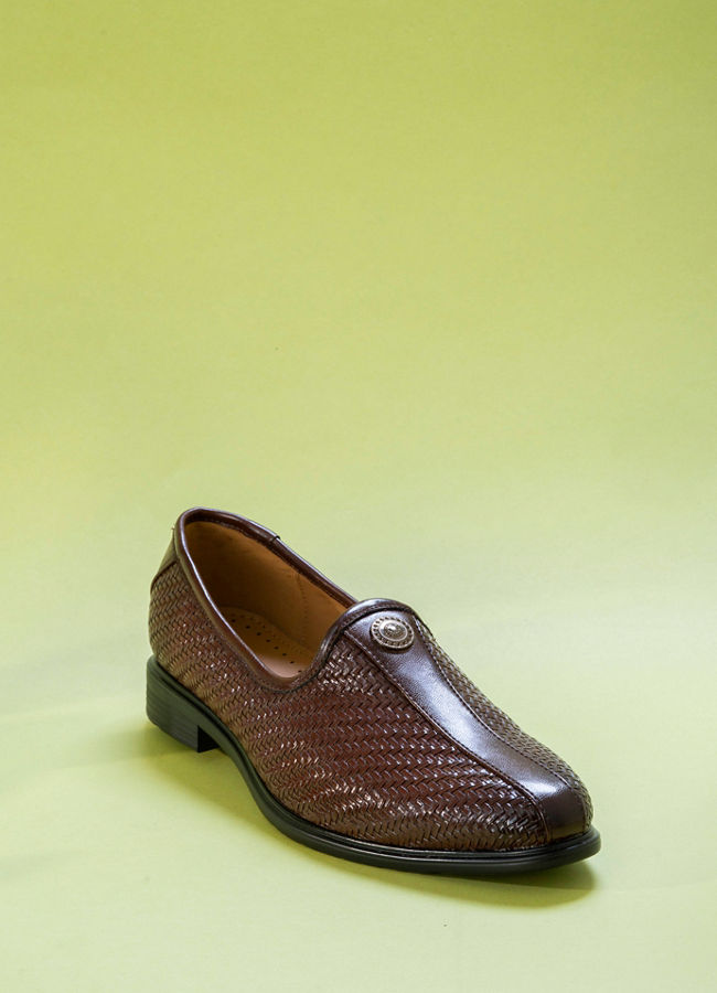 Manyavar Men Exquisite Brown Faux Leather Shoe