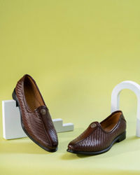 Manyavar Men Exquisite Brown Faux Leather Shoe