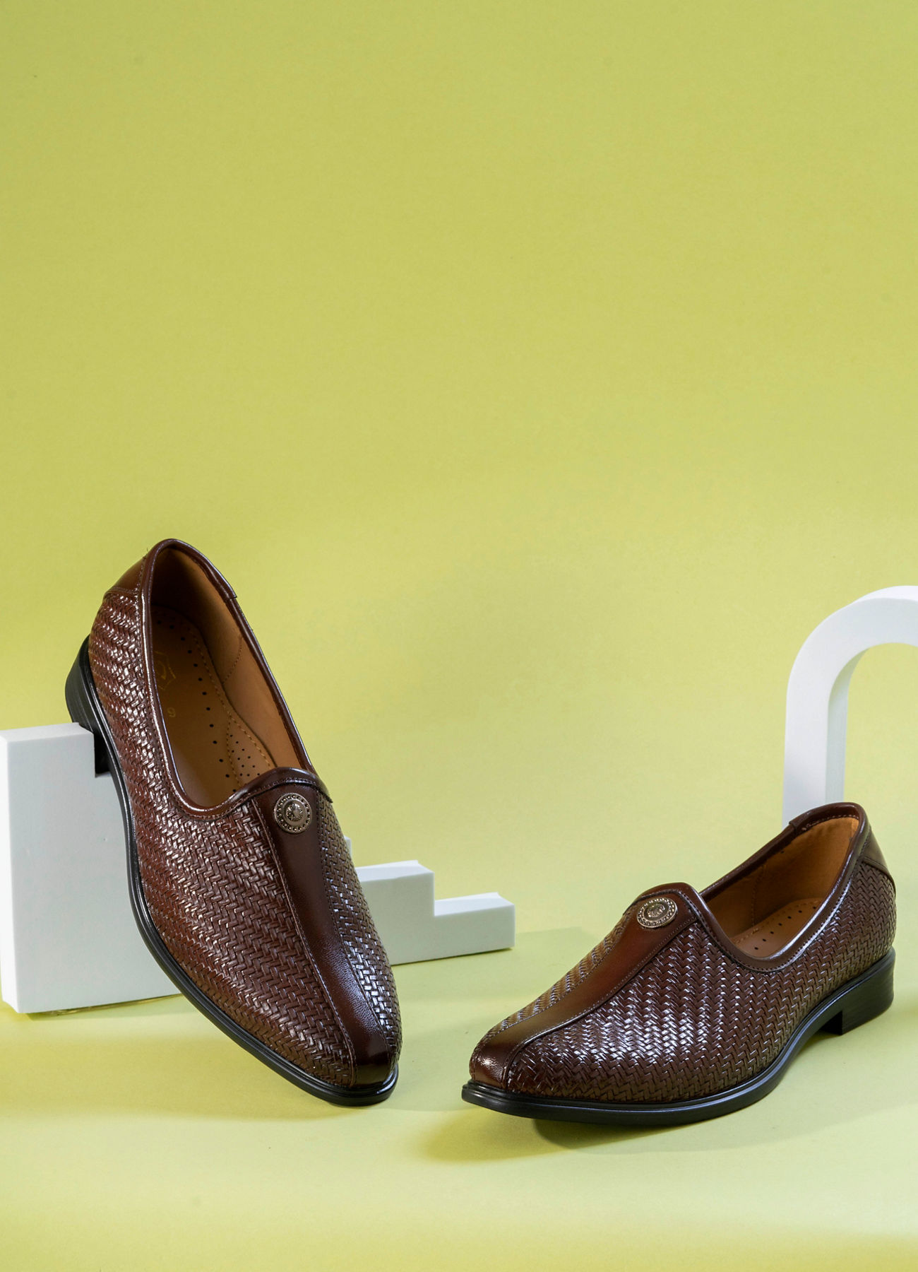 Manyavar Men Exquisite Brown Faux Leather Shoe