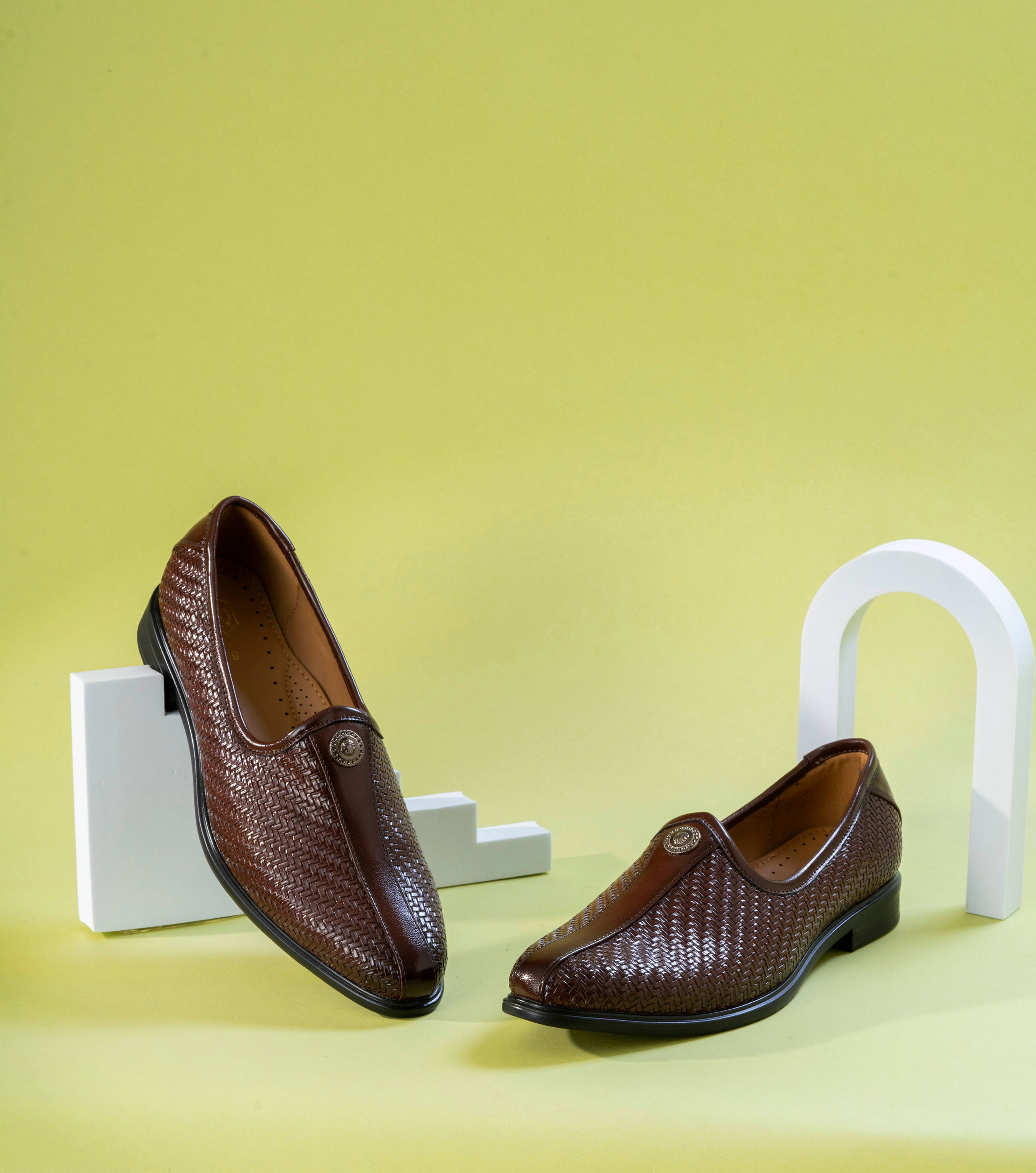 Manyavar Men Exquisite Brown Faux Leather Shoe