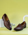 Manyavar Men Exquisite Brown Faux Leather Shoe