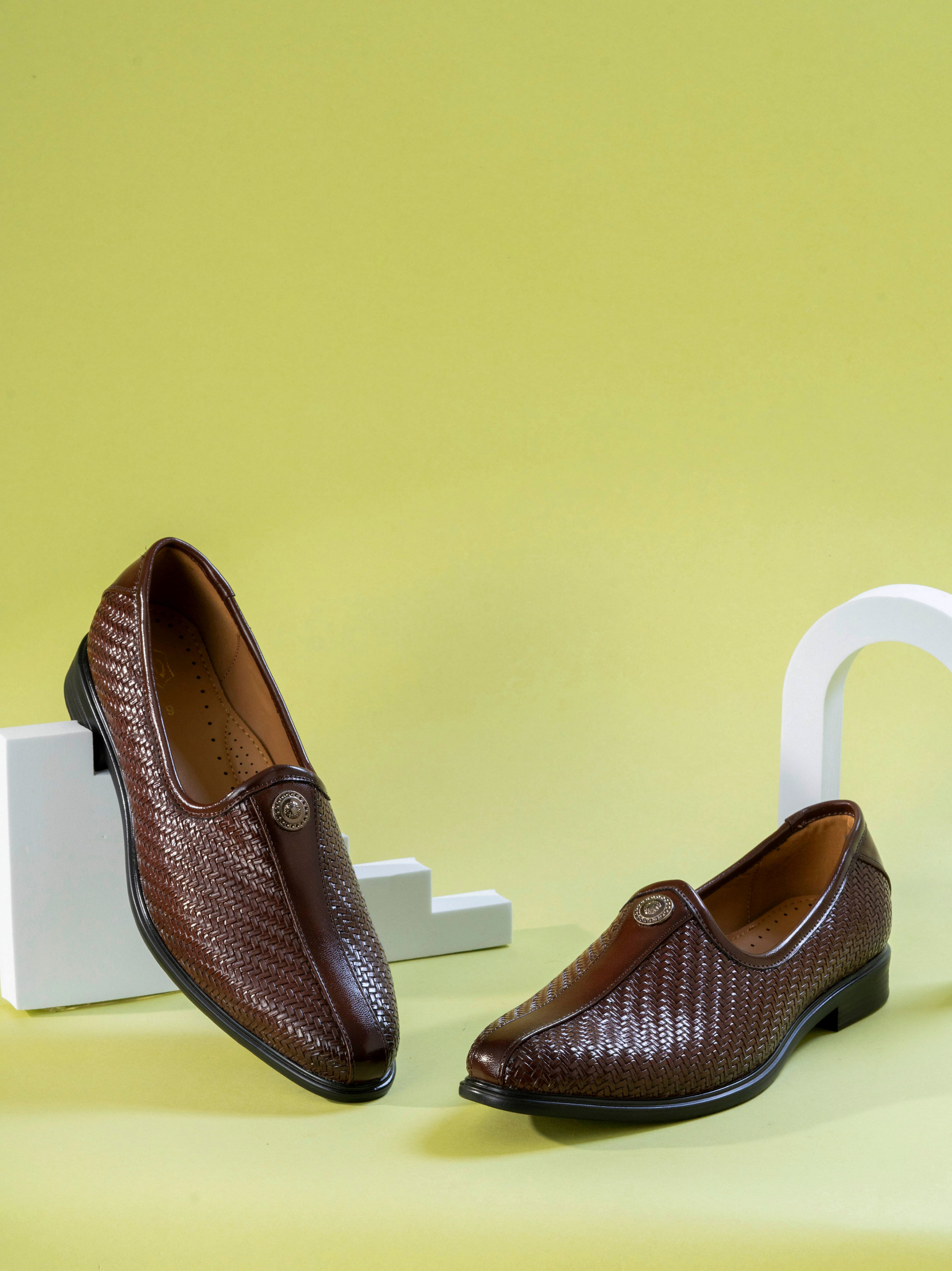 Manyavar Men Exquisite Brown Faux Leather Shoe