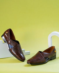 Manyavar Men Brown Faux Leather Shoe