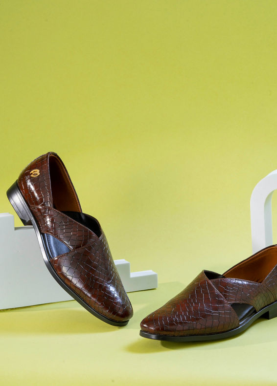 Manyavar Men Brown Faux Leather Shoe