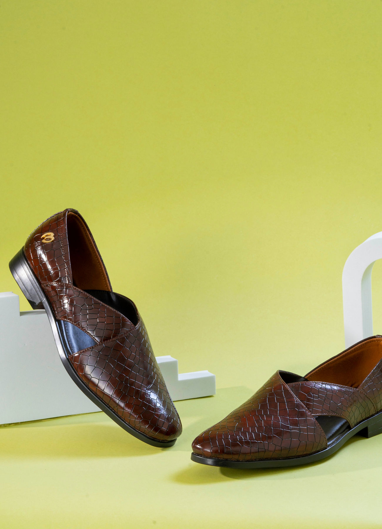 Manyavar Men Brown Faux Leather Shoe