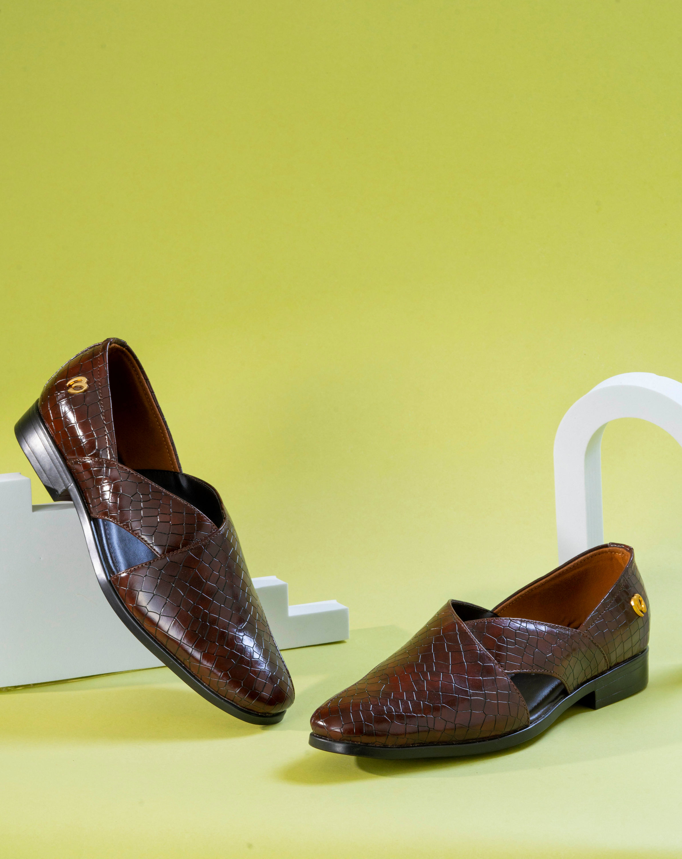 Manyavar Men Brown Faux Leather Shoe