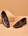 Manyavar Men Brown Faux Leather Shoes with Tassel Detail