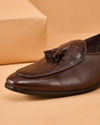 Manyavar Men Brown Faux Leather Shoes with Tassel Detail
