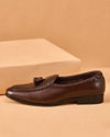 Manyavar Men Brown Faux Leather Shoes with Tassel Detail