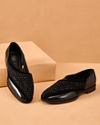 Manyavar Men Black Faux Leather Shoe with Embroidery