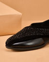 Manyavar Men Black Faux Leather Shoe with Embroidery