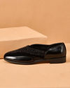 Manyavar Men Black Faux Leather Shoe with Embroidery
