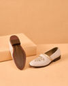 Manyavar Men Cream Faux Leather Shoe with Embroidery