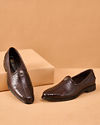Manyavar Men Brown Faux Leather Shoe with Embossed Design