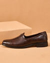 Manyavar Men Brown Faux Leather Shoe with Embossed Design