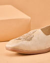 Manyavar Men Beige Faux Leather Shoe with Embroidery