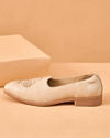 Manyavar Men Beige Faux Leather Shoe with Embroidery