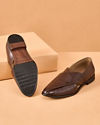 Manyavar Men Brown Faux Leather Shoe with Perforated Detail