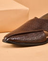 Manyavar Men Brown Faux Leather Shoe with Perforated Detail