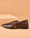 Manyavar Men Brown Faux Leather Shoe with Perforated Detail