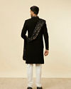 alt message - Manyavar Men Classic Black Achkan Style Sherwani Set image number 4