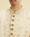 Manyavar Men Resplendent Cream Sherwani Suit