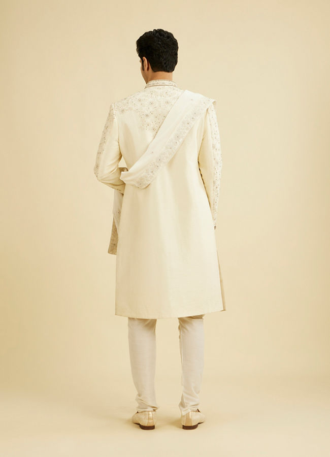 Manyavar Men Resplendent Cream Sherwani Suit