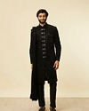 Manyavar Men Kohl Black Sequined Sherwani Set