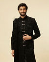 alt message - Manyavar Men Kohl Black Sequined Sherwani Set image number 0