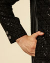 Kohl Black Sequined Sherwani Set image number 3